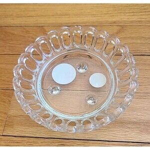 (1)  Vintage*Candle Holder*Looped Crystal* 3 Pointy Footed * 5 In Rare